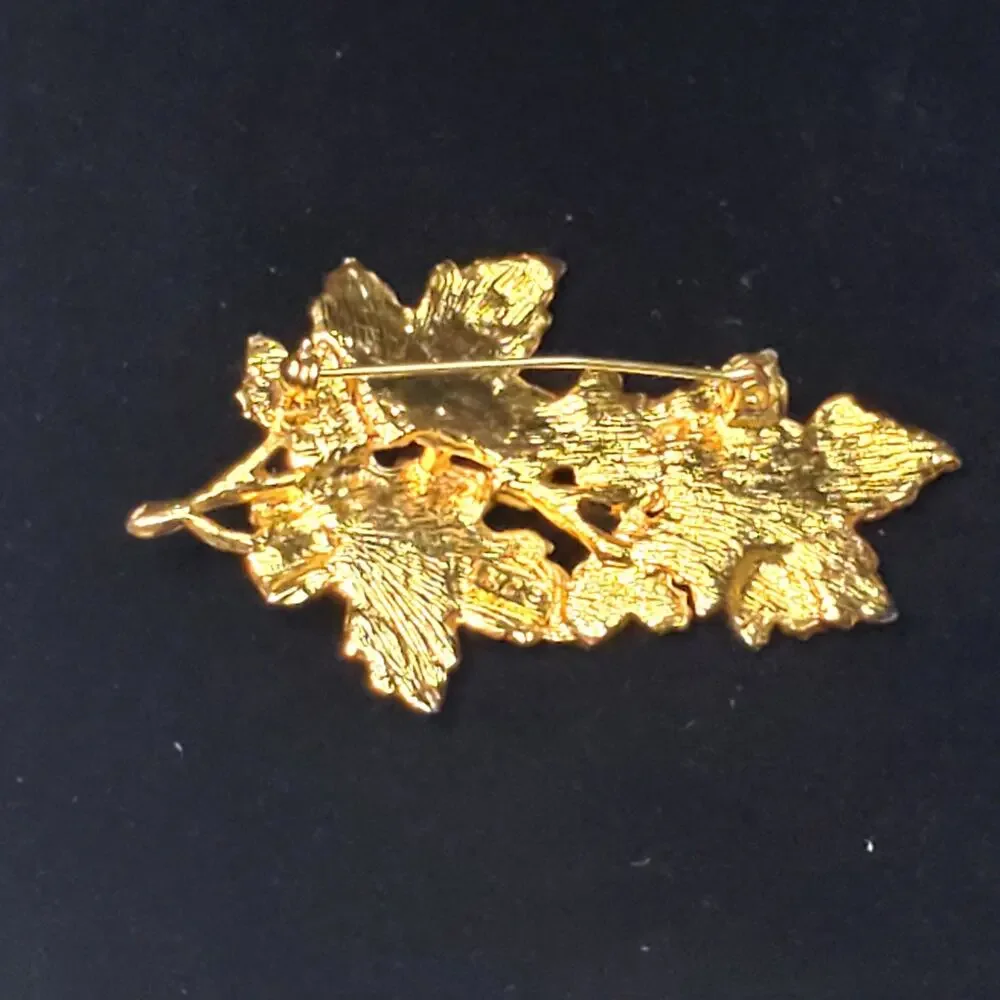Vintage KC Green Orange Harvest Branch Maple Leaves Enamel 3